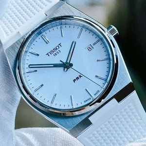 Tissot T137.410.17.011.00 PRX 40 White Dial White Rubber Strap Watch For Men Tissot