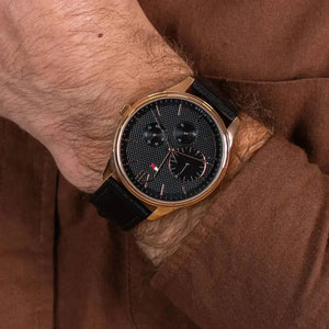 Tommy Hilfiger 1791419 Damon Quartz Black Dial Black Leather Strap Watch for Men Tommy Hilfiger