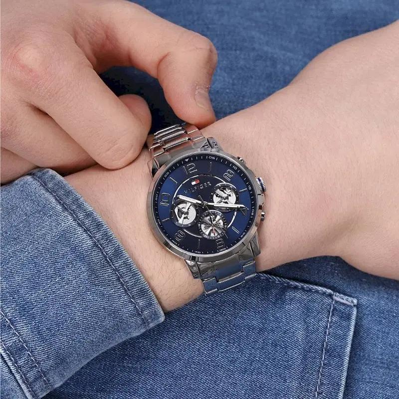 Tommy Hilfiger 1791293 Keagan Blue Dial Silver Steel Strap Watch for Men Tommy Hilfiger