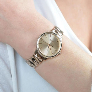 Hugo Boss 1502540 Signature Gold Dial Gold Stainless Steel Strap Watch for Women Hugo Boss