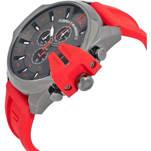 Diesel DZ4427 Mega Chief Chronograph Black Dial Red Silicone Strap Watch For Men Diesel