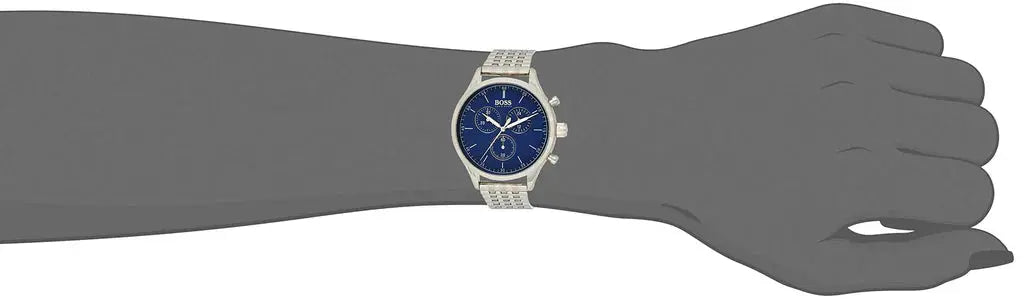 Hugo Boss 1513653 Companion Blue Dial Silver Steel Strap Watch for Men Hugo Boss