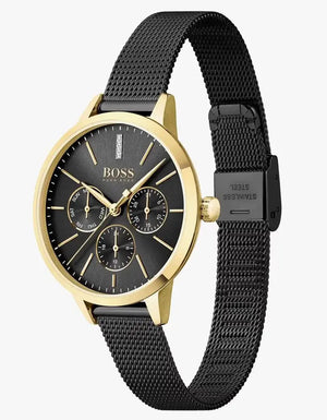 Hugo Boss 1502601 Symphony Black Dial Black Mesh Bracelet Watch for Women Hugo Boss