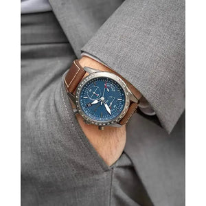 Hugo Boss 1513852 Pilot Edition Blue Dial Brown Leather Strap Watch for Men Hugo Boss