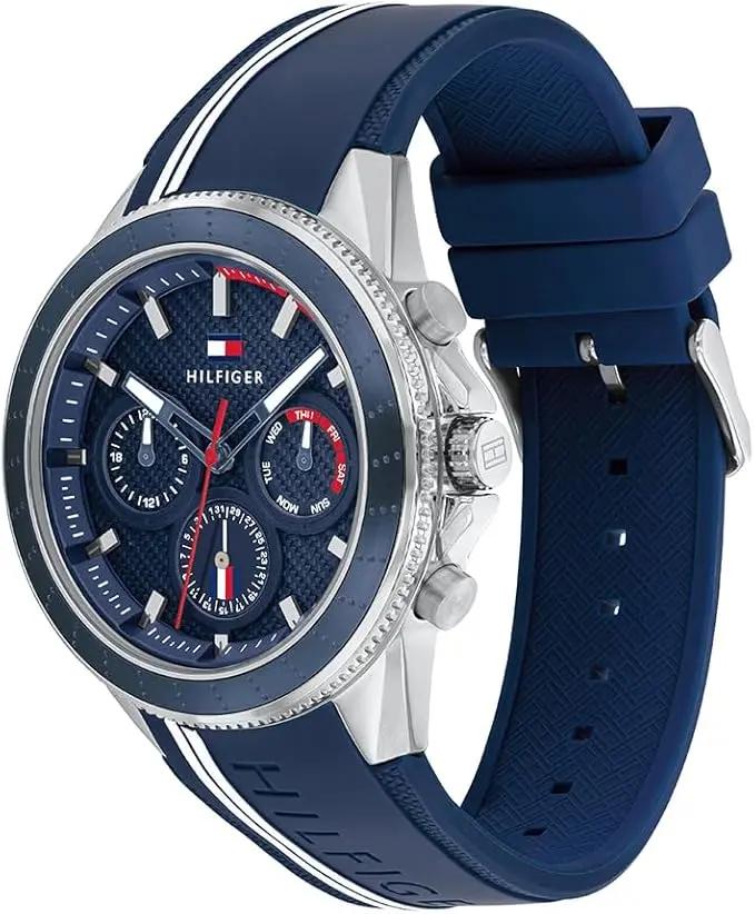 Tommy Hilfiger 1791859 Analogue Multifunction Quartz Watch for Men with Blue Silicone Bracelet Tommy Hilfiger