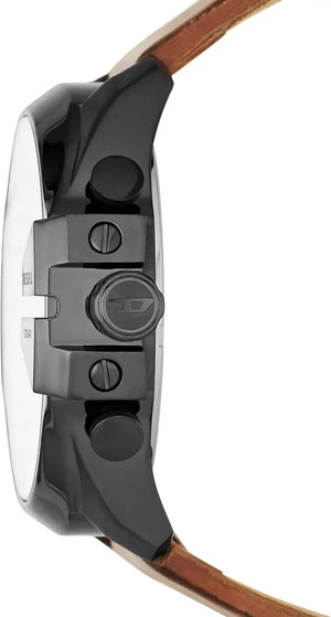 DIESEL DZ4343 Mega Chief Series Watch for Men, Chronograph Movement with Leather Strap Diesel