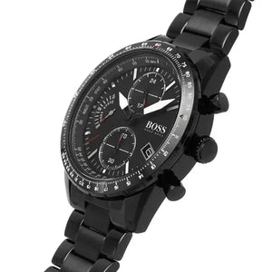 Hugo Boss 1513854 Pilot Edition Chronograph Black Dial Black Steel Strap Watch for Men Hugo Boss