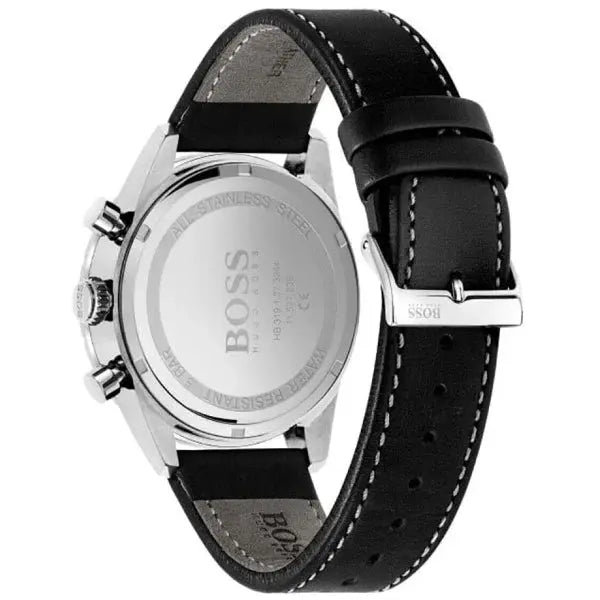 Hugo Boss 1513853 Pilot Edition Black Dial Black Leather Strap Watch for Men Hugo Boss