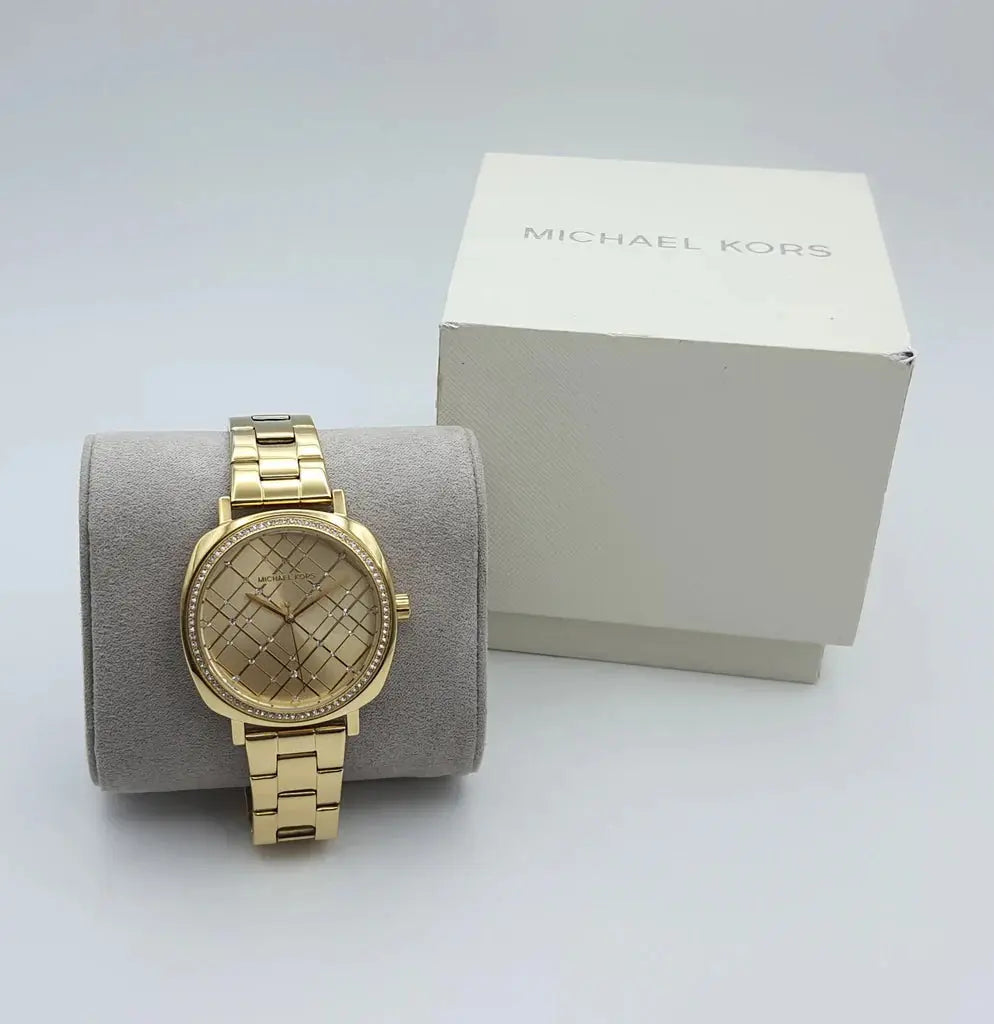 Michael Kors MK3989 Nia Quartz Gold Dial Gold Steel Strap Watch For Women Michael Kros