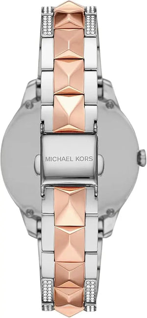 Michael Kors MK6716 Runway Mercer Crystals Silver Dial Two Tone Steel Strap Watch For Women Michael Kros