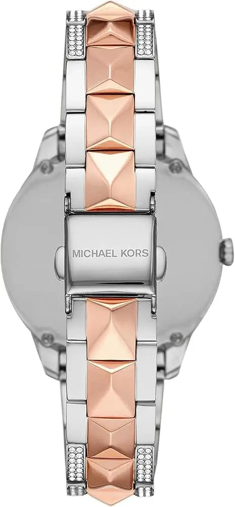 Michael Kors MK6716 Runway Mercer Crystals Silver Dial Two Tone Steel Strap Watch For Women Michael Kros