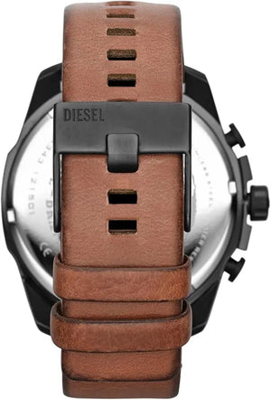 DIESEL DZ4343 Mega Chief Series Watch for Men, Chronograph Movement with Leather Strap Diesel