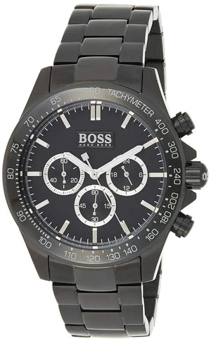 Hugo Boss 1512961 Ikon Chronograph Black Dial Black Steel Strap Watch for Men Hugo Boss