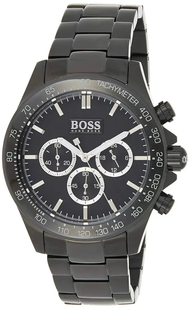 Hugo Boss 1512961 Ikon Chronograph Black Dial Black Steel Strap Watch for Men Hugo Boss