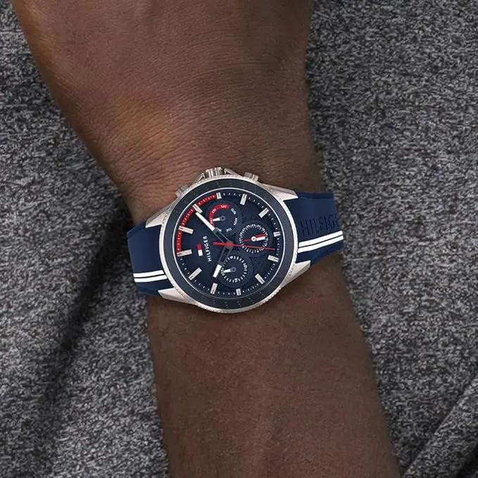 Tommy Hilfiger 1791859 Analogue Multifunction Quartz Watch for Men with Blue Silicone Bracelet Tommy Hilfiger