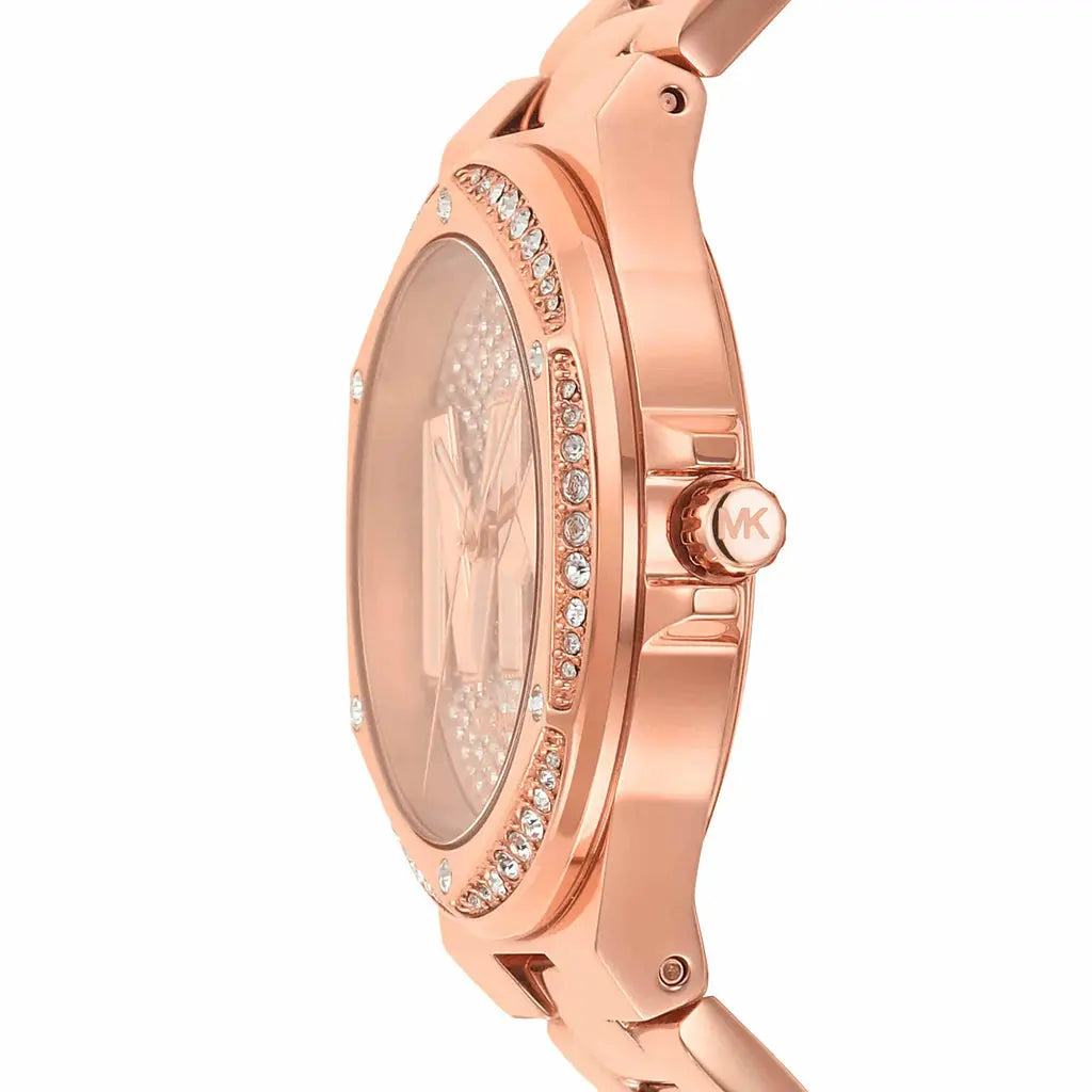 Michael Kors MK7230 Lennox Three Hand Rose Gold Dial Rose Gold Steel Strap Watch For Women Michael Kros