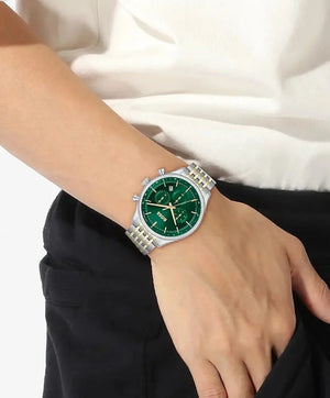 Hugo Boss 1514081 Gregor Chronograph Green Dial Two Tone Steel Strap Watch For Men Hugo Boss