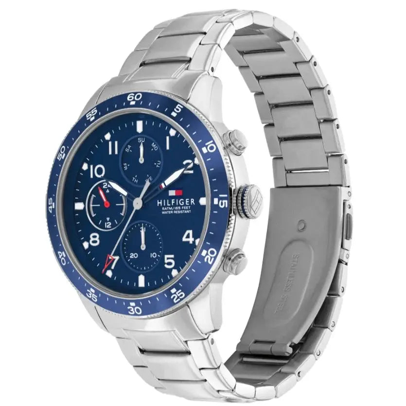 Tommy Hilfiger 1791949 Jimmy Chronograph Quartz Blue Dial Silver Steel Strap Watch For Men Tommy Hilfiger