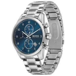 Hugo Boss 1513784 Skymaster Blue Dial Silver Steel Strap Watch for Men Hugo Boss