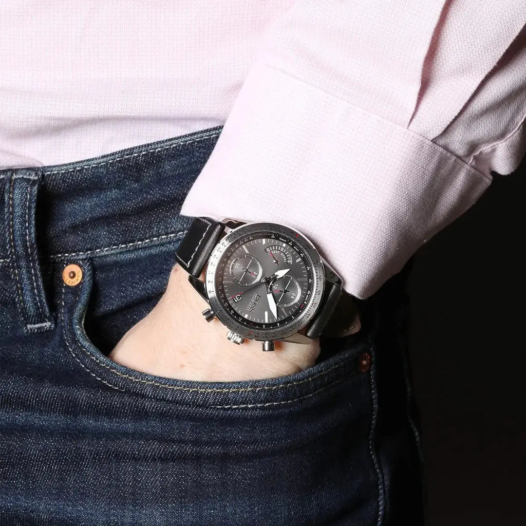 Hugo Boss 1513853 Pilot Edition Black Dial Black Leather Strap Watch for Men Hugo Boss