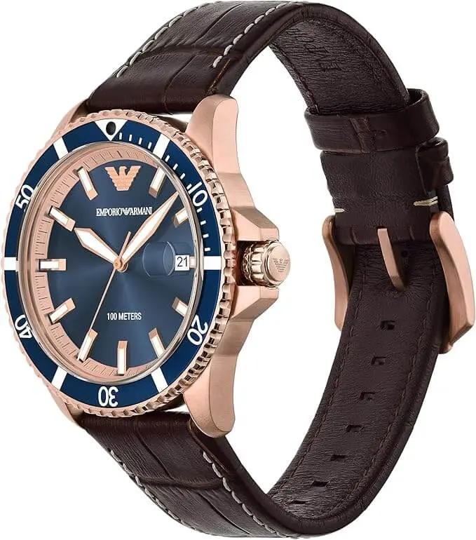 Emporio Armani AR11556 Men Analog Quartz Watch with Pro-Planet Leather Strap Emporio Armani