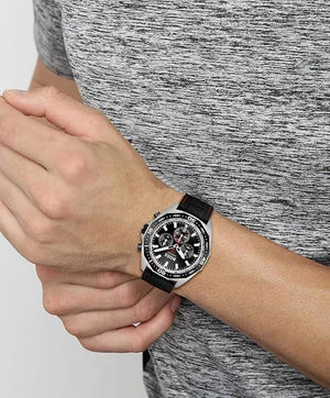 Hugo Boss 1513969 Chronograph Quartz Watch for Men with Black Silicone Bracelet Hugo Boss