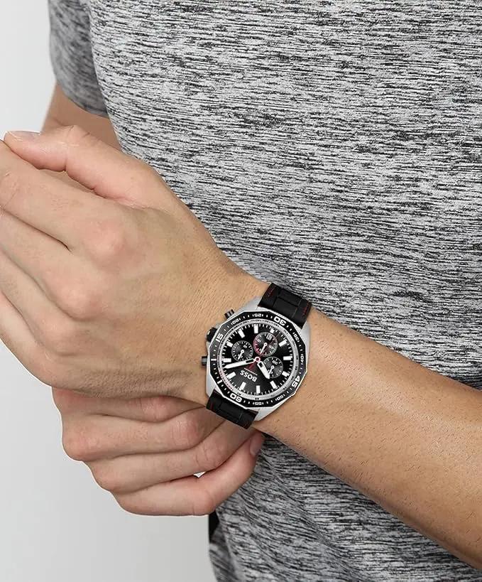 Hugo Boss 1513969 Chronograph Quartz Watch for Men with Black Silicone Bracelet Hugo Boss