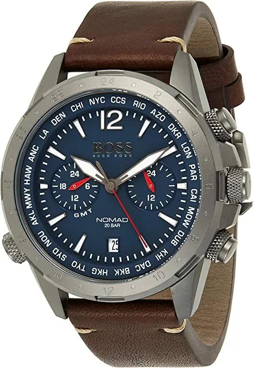Hugo Boss 1513773 Nomad Blue Dial Brown Leather Strap Watch for Men Hugo Boss