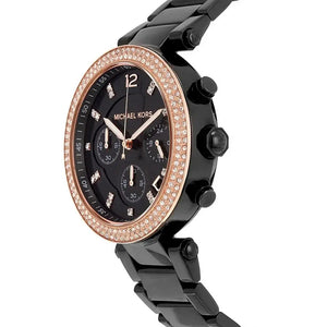 Michael Kors MK5885 Parker Diamonds Black Dial Black Steel Strap Watch for Women Michael Kros