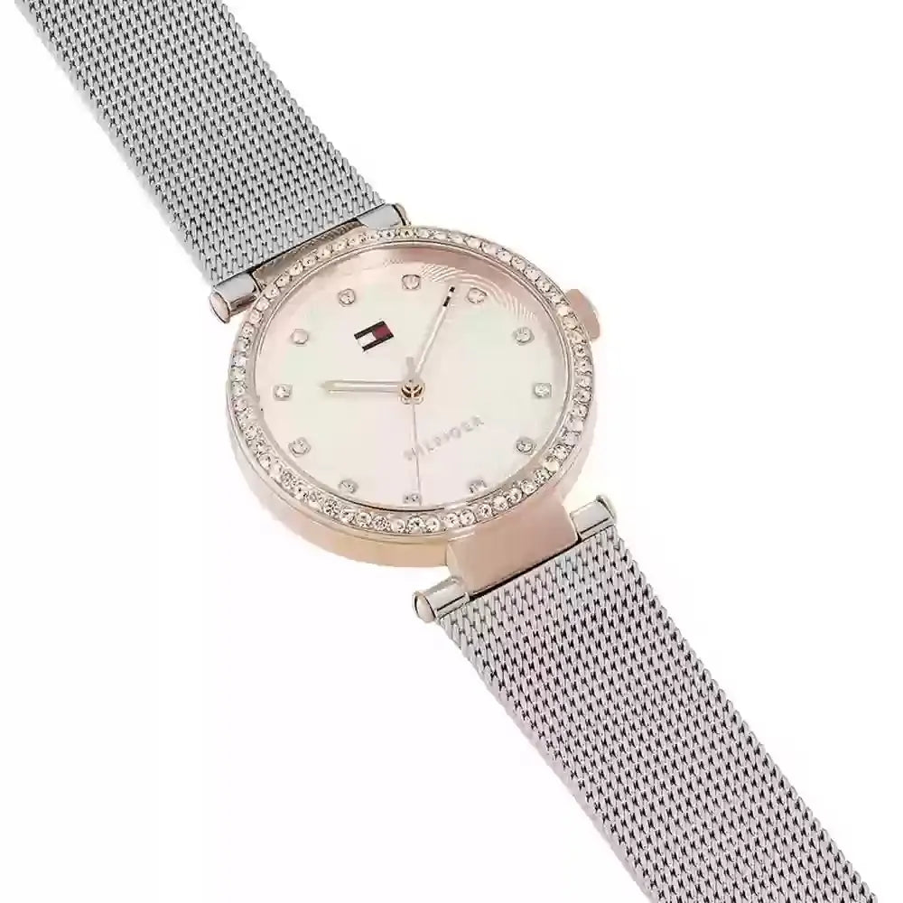 Tommy Hilfiger 1781863 Lynn Quartz Silver Dial Silver Mesh Bracelet Watch For Women Tommy Hilfiger