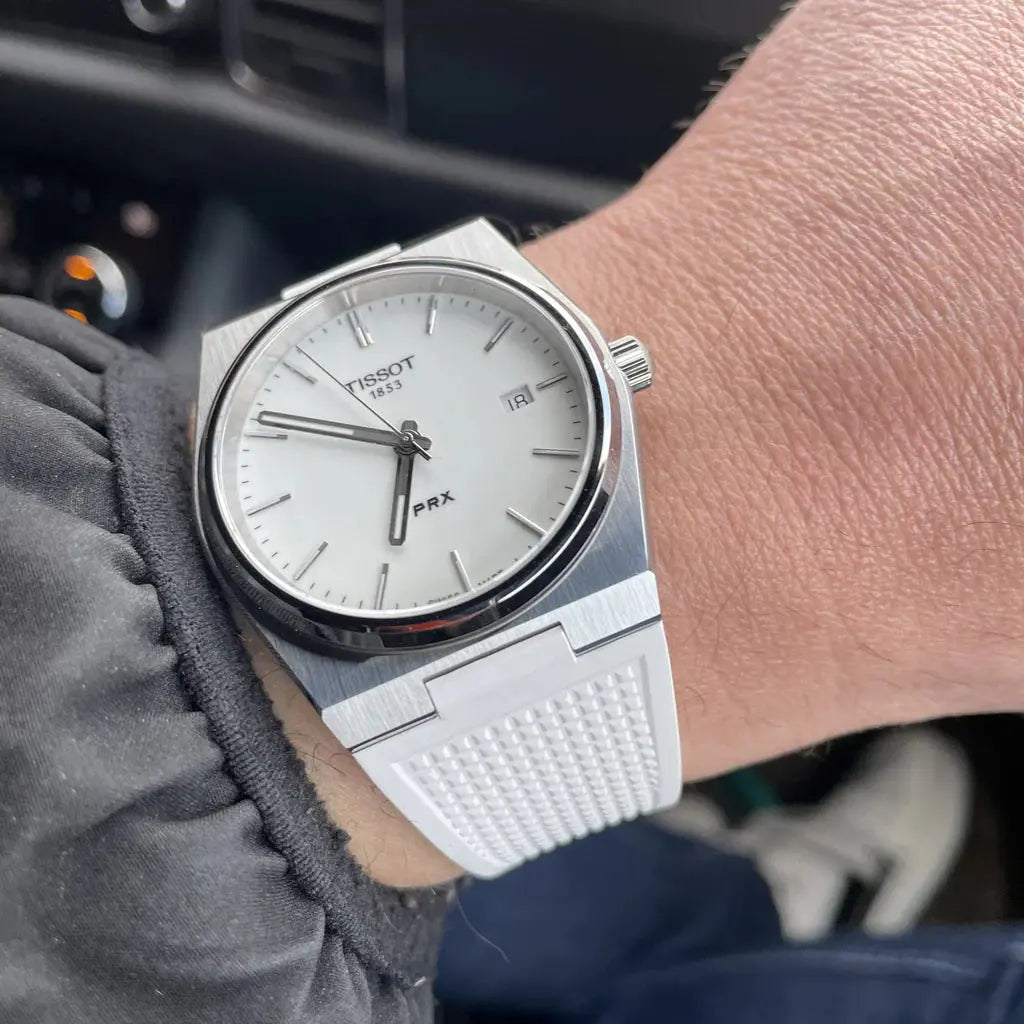 Tissot T137.410.17.011.00 PRX 40 White Dial White Rubber Strap Watch For Men Tissot