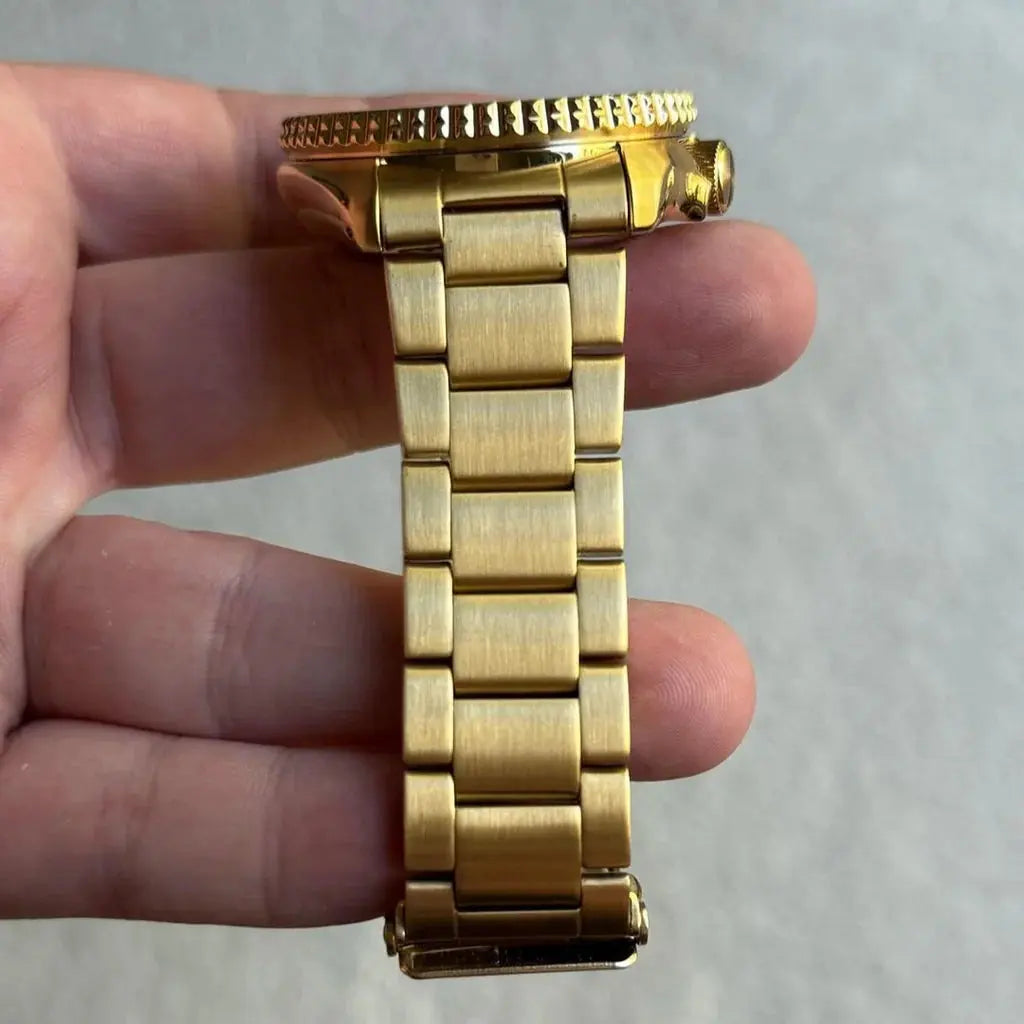 Seiko SRPK18 5 Sports Automatic Black Dial Gold Steel Strap Watch for Men Seiko