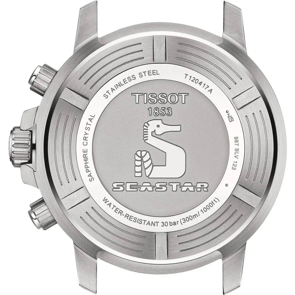 Tissot T120.417.11.091.00 Seastar 1000 Chronograph Green Dial Silver Mesh Bracelet Watch For Men Tissot