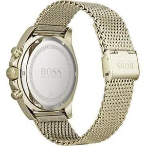 Hugo Boss 1513703 Ocean Edition Black Dial Gold Mesh Bracelet Watch for Men Hugo Boss