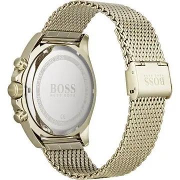 Hugo Boss 1513703 Ocean Edition Black Dial Gold Mesh Bracelet Watch for Men Hugo Boss