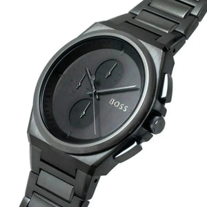 Hugo Boss 1513996 Steer Chronograph Quartz Grey Dial Grey Steel Strap Watch For Men Hugo Boss