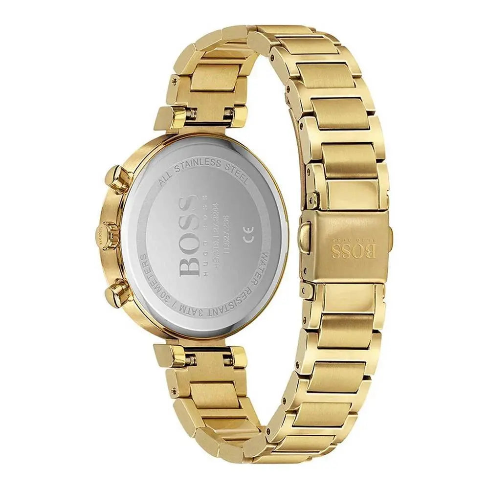 Hugo Boss 1502532 Flawless Gold Dial Gold Steel Strap Watch for Women Hugo Boss