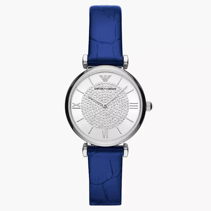 Emporio Armani AR11344 Two-Hand Blue Leather Watch Emporio Armani