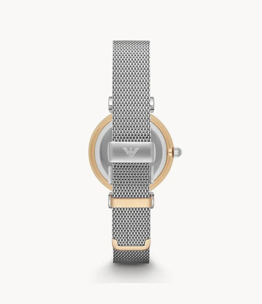 Emporio Armani AR2068 Gianni T-Bar Mother of Pearl Dial Silver Mesh Bracelet Watch For Women Emporio Armani