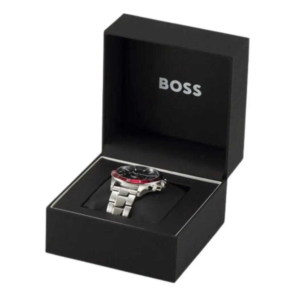 Hugo Boss 1514108 Troper Chronograph Black Dial Silver Steel Strap Watch For Men Hugo Boss