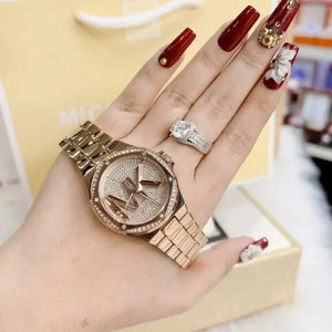 Michael Kors MK7230 Lennox Three Hand Rose Gold Dial Rose Gold Steel Strap Watch For Women Michael Kros