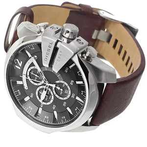 Diesel DZ4290 Mega Chief Chronograph Black Dial Brown Leather Strap Watch For Men Diesel