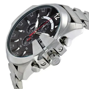 Diesel DZ4308 Mega Chief Chronograph Black Dial Silver Steel Strap Watch For Men Diesel
