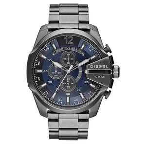 Diesel DZ4329 Mega Chief Chronograph Blue Dial Black Steel Strap Watch For Men Diesel