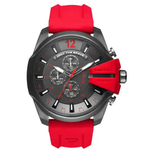 Diesel DZ4427 Mega Chief Chronograph Black Dial Red Silicone Strap Watch For Men Diesel