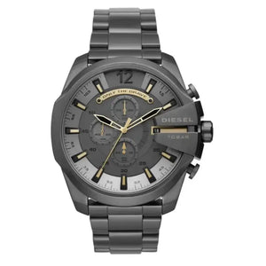 Diesel DZ4466 Mega Chief Chronograph Grey Dial Grey Steel Strap Watch For Men Diesel