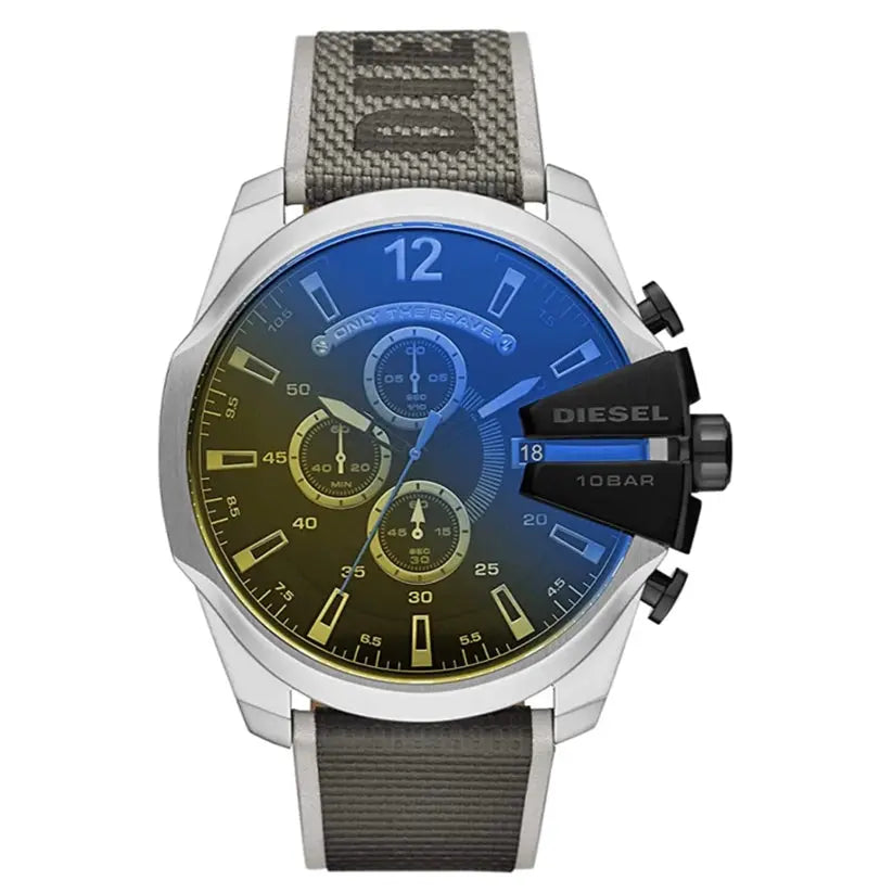 Diesel Mega DZ4523 Chief Chronograph Black Dial Grey Nylon Strap Watch For Men Diesel