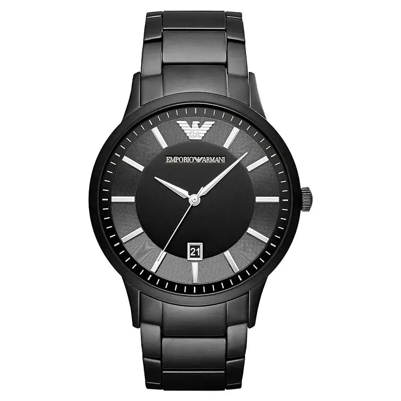 Emporio Armani AR11079 Renato Quartz Black Dial Black Steel Strap Watch For Men Emporio Armani