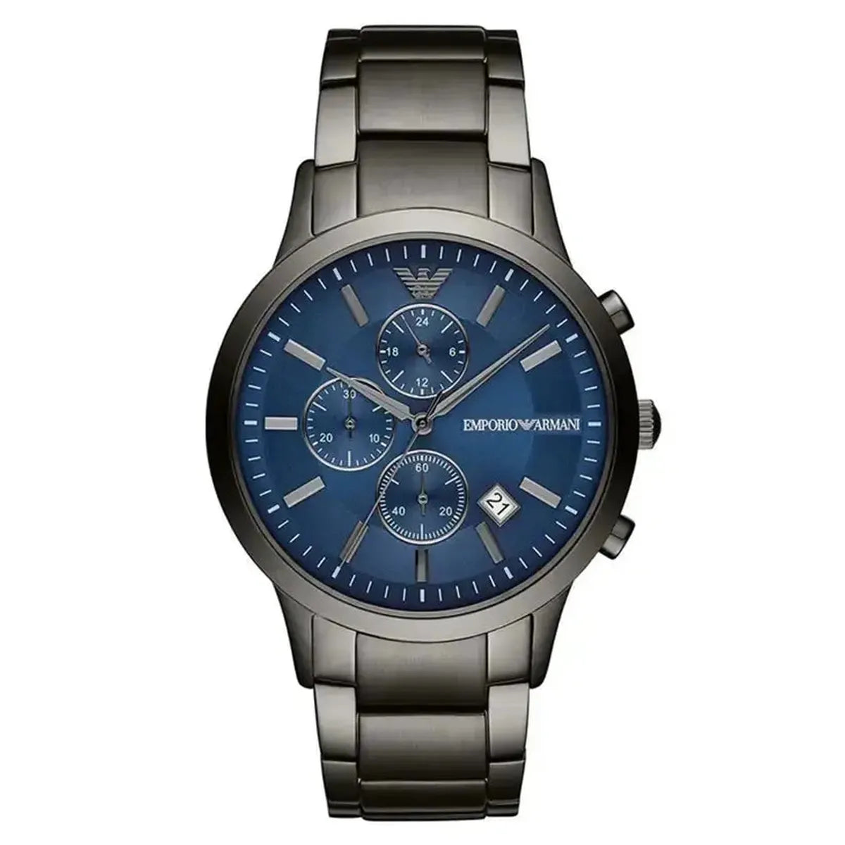 Emporio Armani AR11215 Chronograph Blue Dial Gunmetal Strap Men's Watch Emporio Armani
