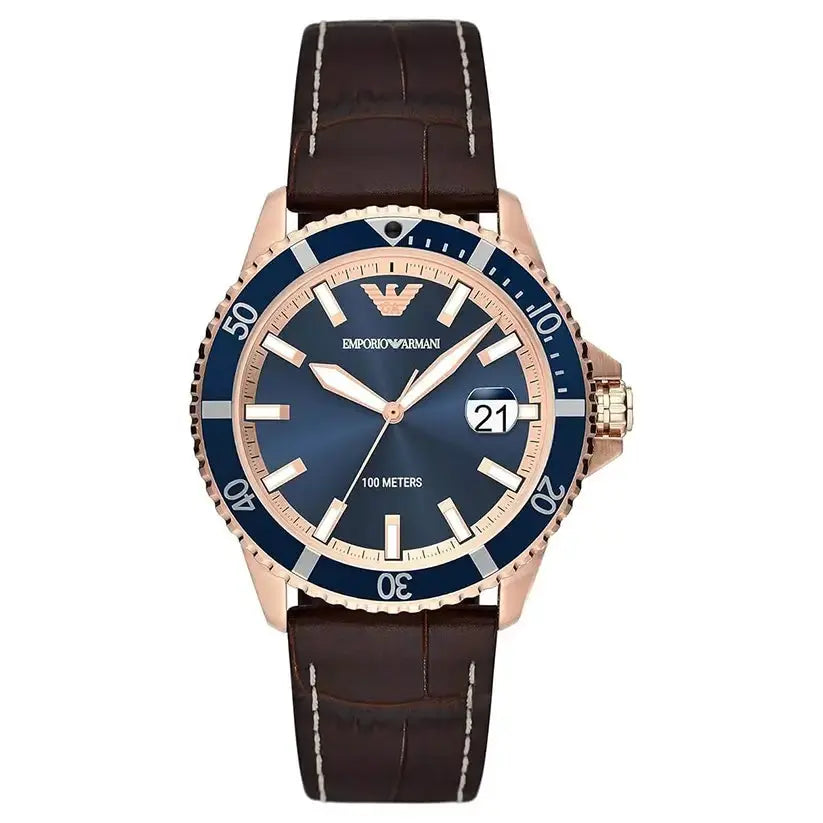 Emporio Armani AR11556 Men Analog Quartz Watch with Pro-Planet Leather Strap Emporio Armani